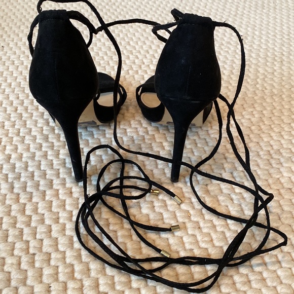 JustFab Eleri Black Stiletto Heels Sandals Lace Up Size 8 - Picture 13 of 15
